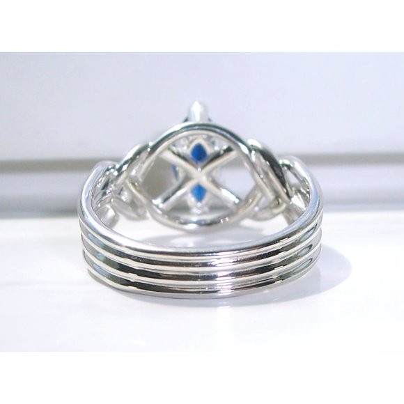 925 STERLING SILVER Marquise Blue Spinel Celtic Knot Ring - Picture 10 of 16